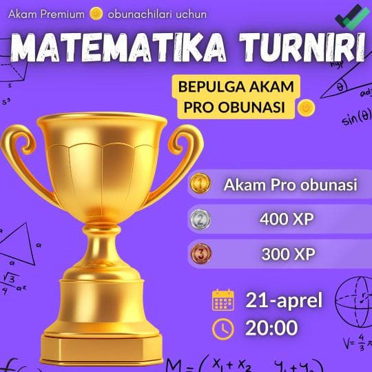🎉 Matematikadan Turnir❗️